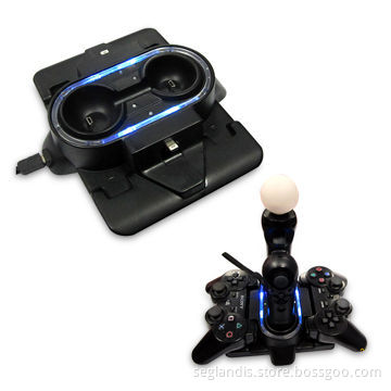 4-in-1 Charge Dock for Sony's PS3 Move, Various Colors are Available, with Blue Light